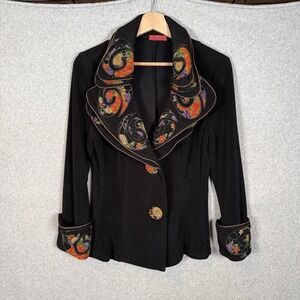 Saint Gil Jacket Womens XS Avant Guard Vintage‎ 90s Black Floral Ruffle